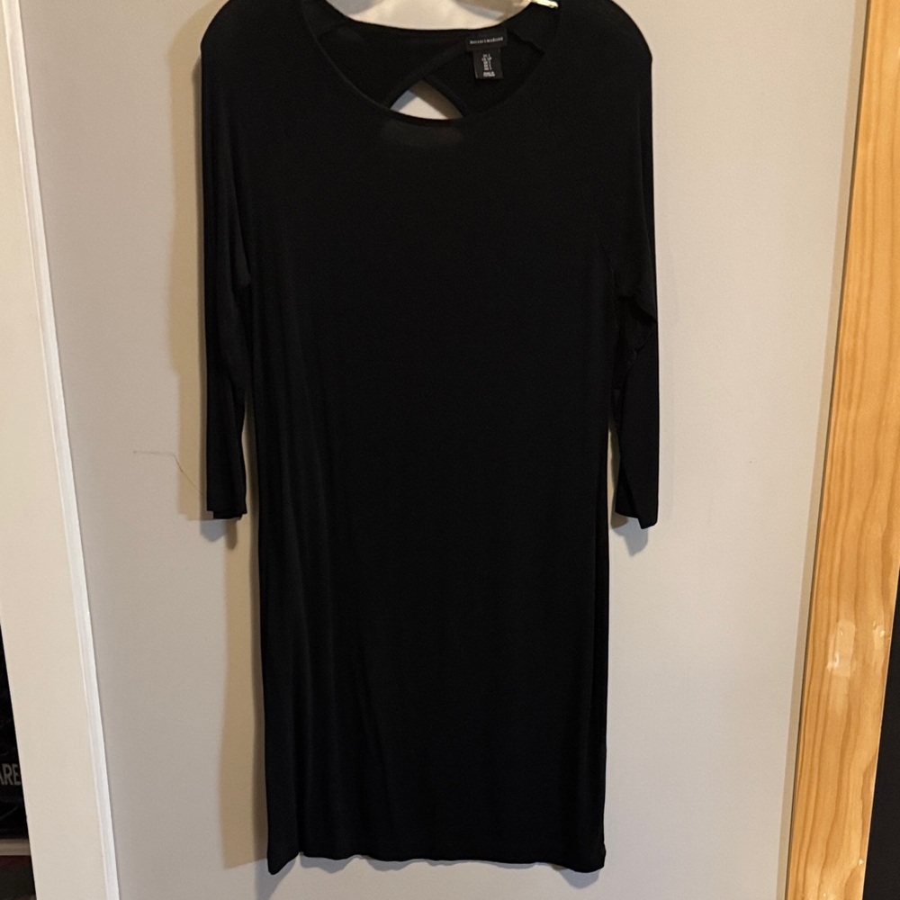 Little Black 3/4 Sleeve Dress - super soft wrinkle free material - keyhole back